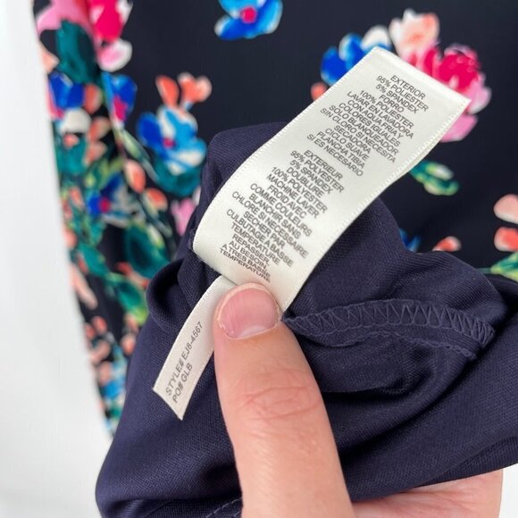 Eliza J Womens Floral Print Shift Dress Size 6 Navy Lined Stretch Half Sleeve - Picture 11 of 16